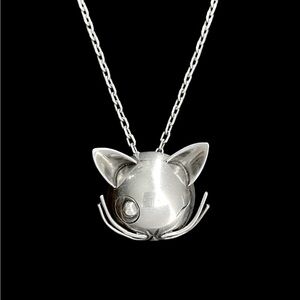 RARE Hector Aguilar winking cat 940 sterling silver modernist brooch pin